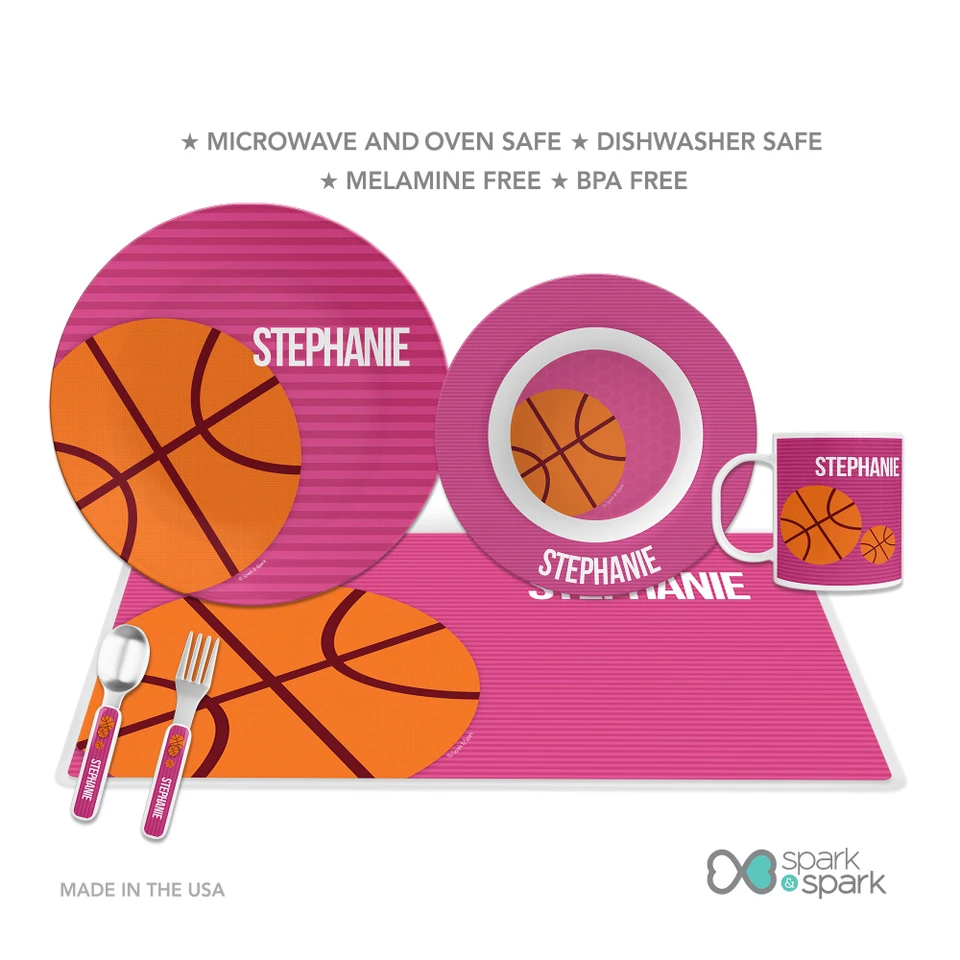 Basketball Fan Girl Pink Circles Kids Bowl