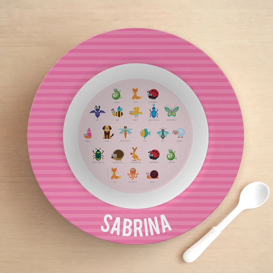 Animal ABC Pink Kids Bowl