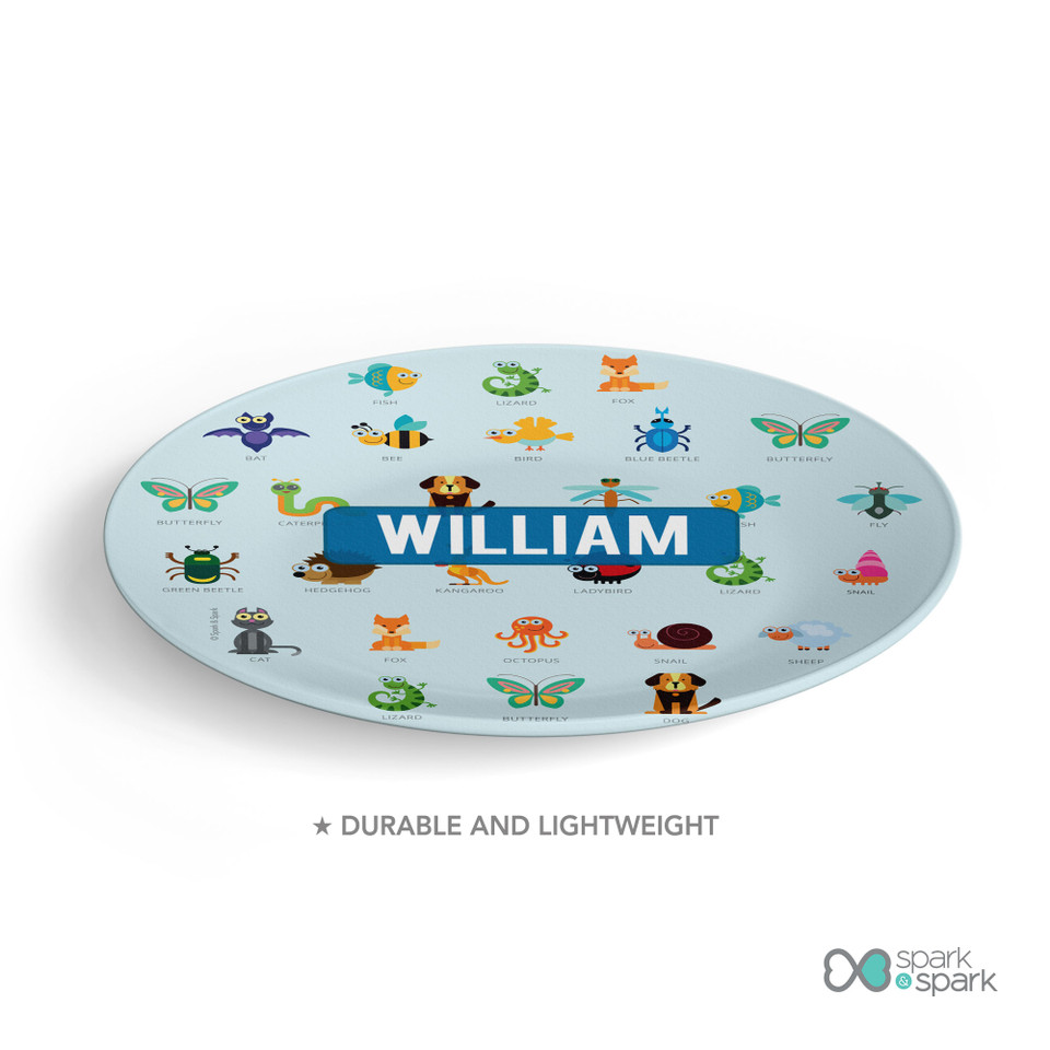 Animal ABC Blue Personalized Boys Plate
