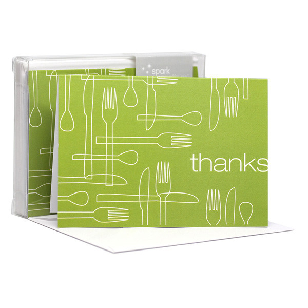 Awesome Boxed Stationery Note Cards | Delicious Thanks Green