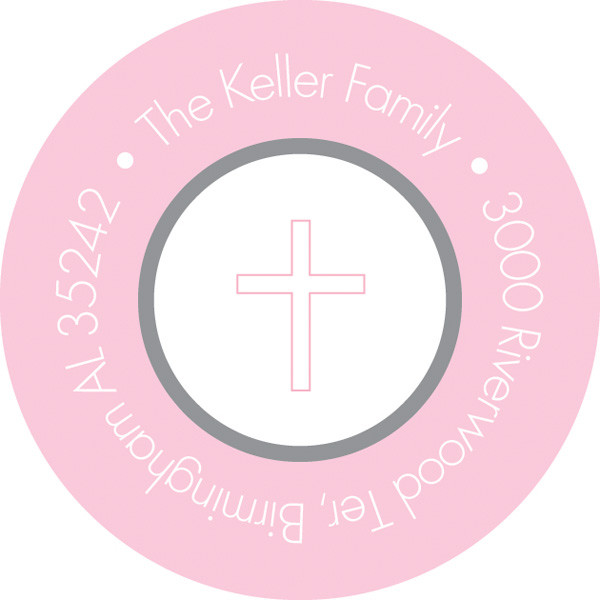 Pink Frame Squares Round Return Address Labels