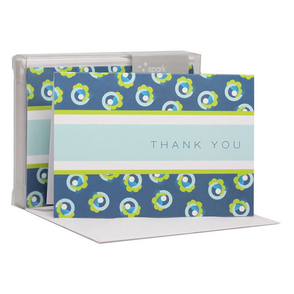 Browse Thank You Note Cards | Flowers On A Swirl Blue