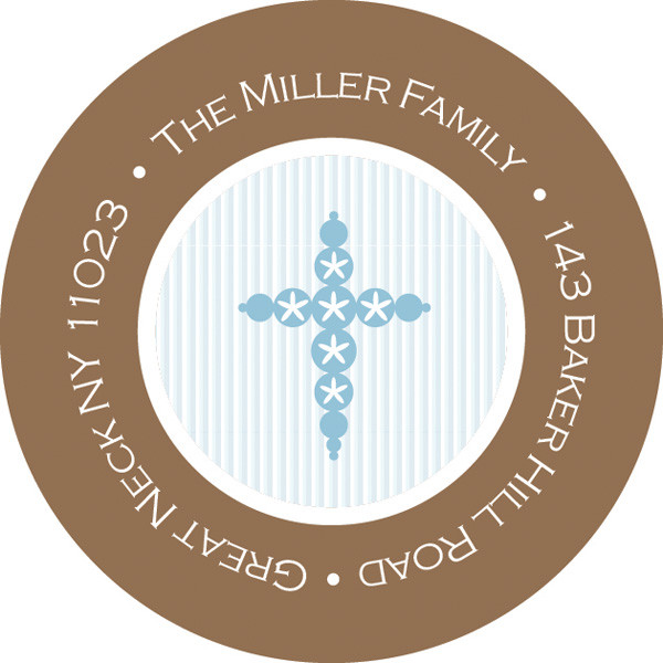 Delicate Stitch In Blue Round Address Labels