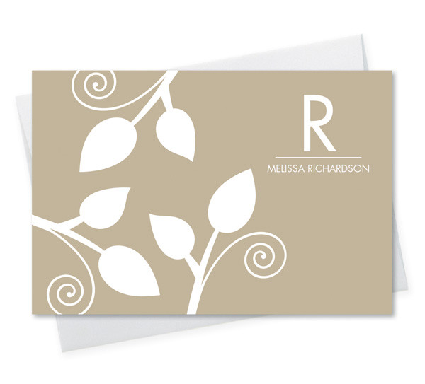 Beautiful Stationery Note Cards Personalized | Poised Leaves - Khaki