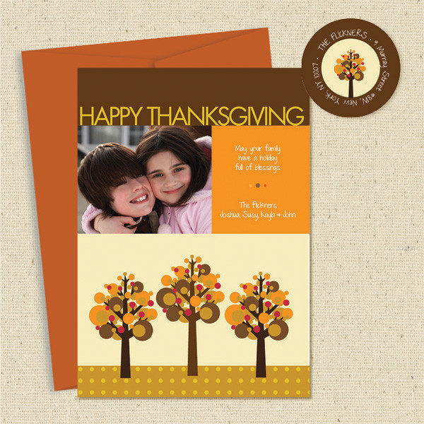 Shown with optional dark orange envelope & matching return address label