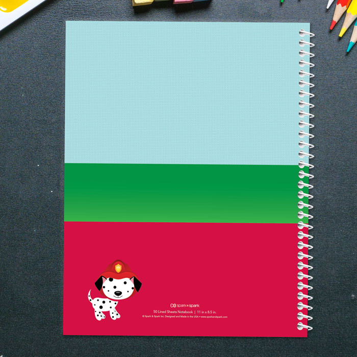 fire truck fighting fire personalized notebook for kids