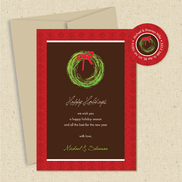 Shown with optional light kraft envelope and matching return address label