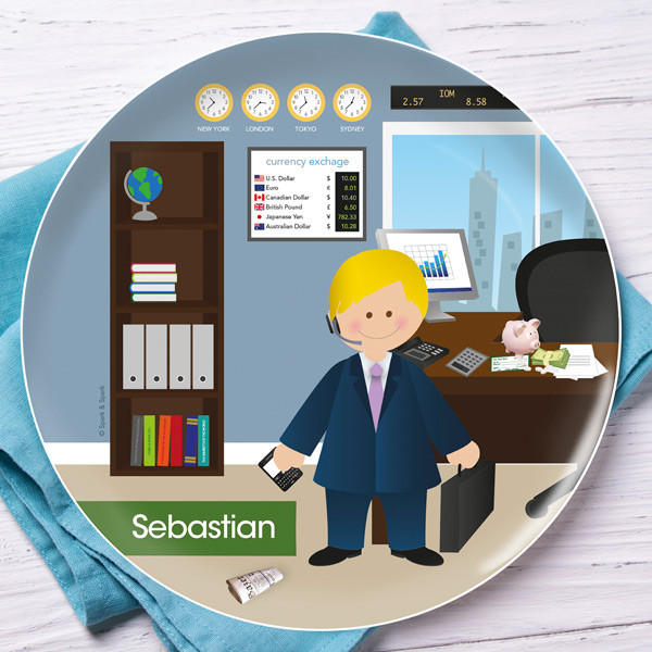 A Boy Crunching Numbers Kids Plates