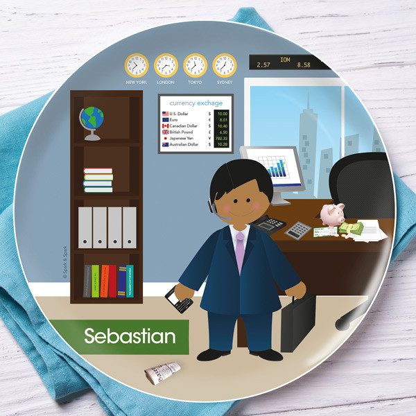 A Boy Crunching Numbers Kids Plates