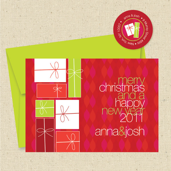 Shown with optional lime green envelope and matching return address label