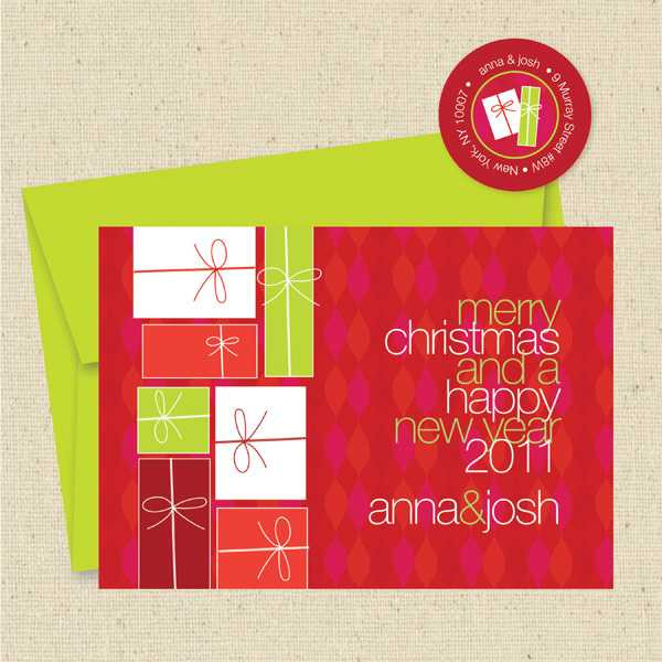 Shown with optional lime green envelope and matching return address label