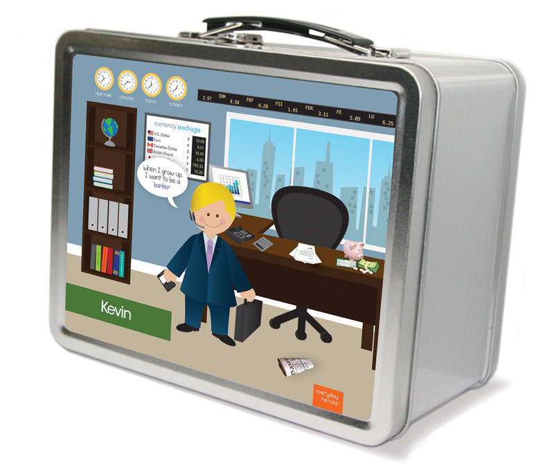 A Boy Crunching Numbers Metal Lunchbox