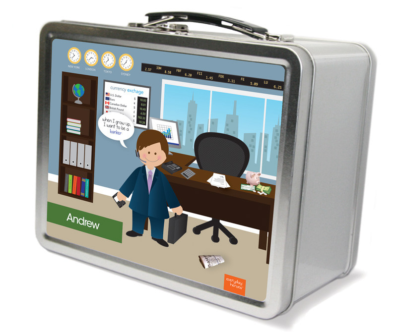 A Boy Crunching Numbers Metal Lunchbox