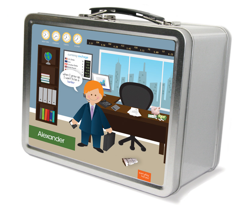 A Boy Crunching Numbers Metal Lunchbox