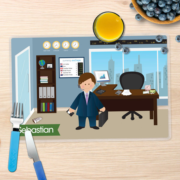 A Boy Crunching Numbers Kids Placemat
