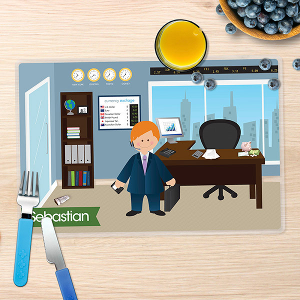 A Boy Crunching Numbers Kids Placemat