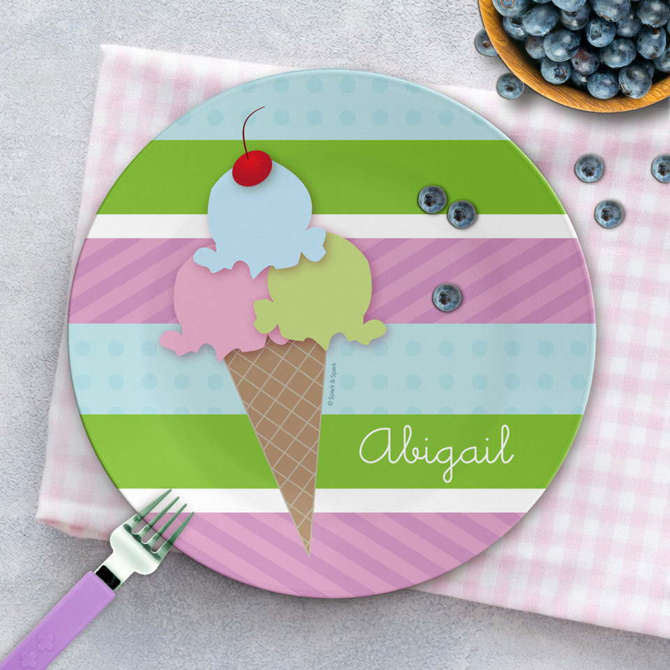 Yummy Ice Cream Personalized Plates For Kids