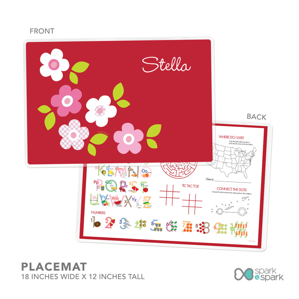 Preppy Flowers Red Kids Plates