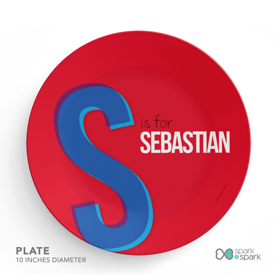 Double Initial Red Kids Plates