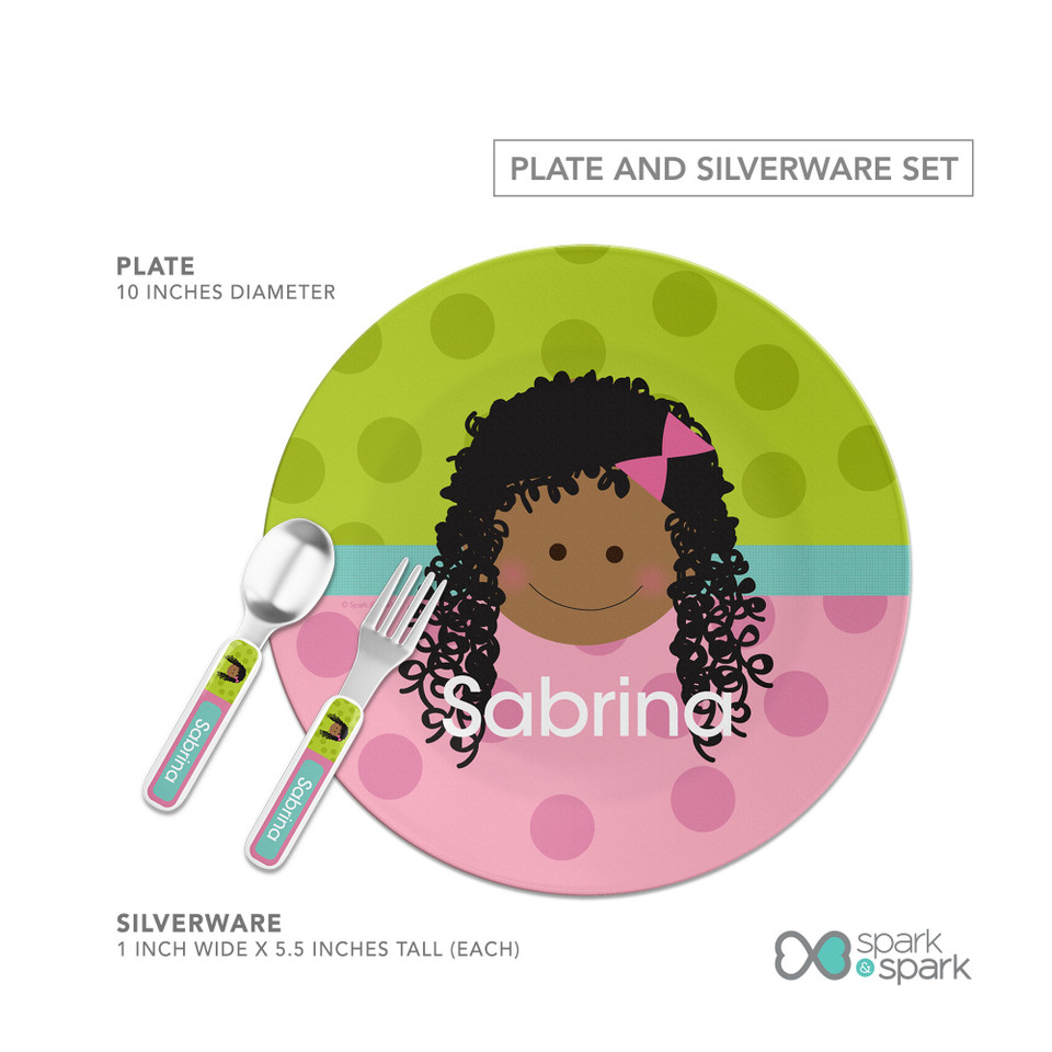 Just Like Me Girl Green Kids Plates