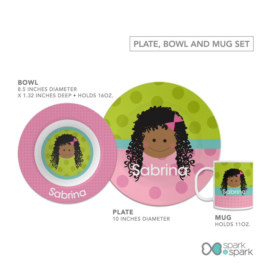 Just Like Me Girl Green Kids Plates