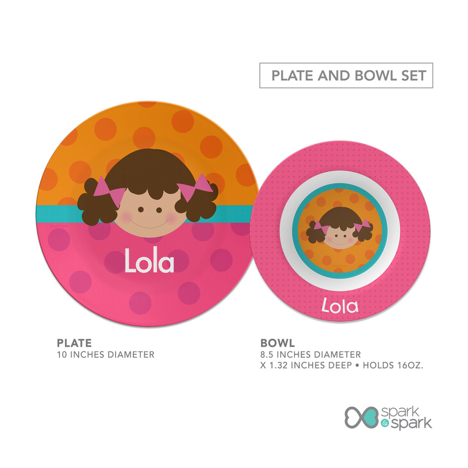 Just Like Me Girl Orange Kids Plates