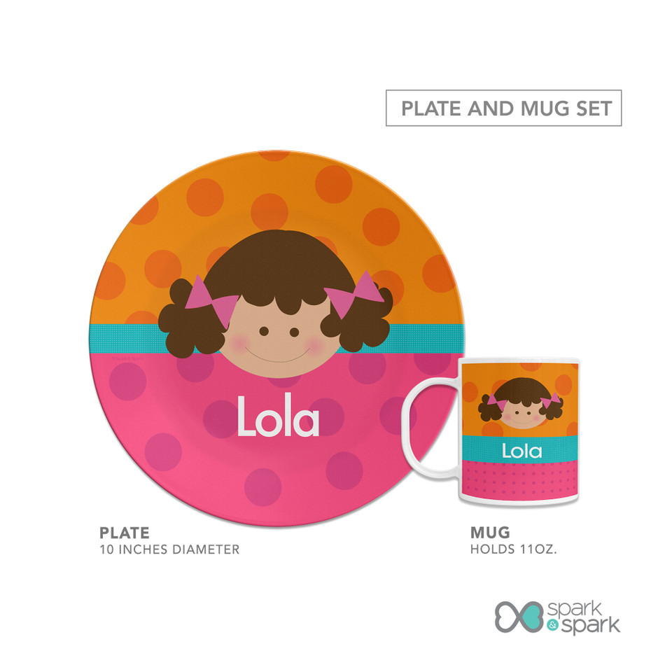 Just Like Me Girl Orange Kids Plates