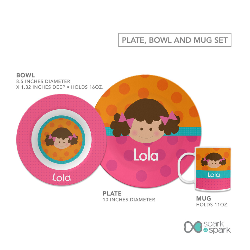 Just Like Me Girl Orange Kids Plates