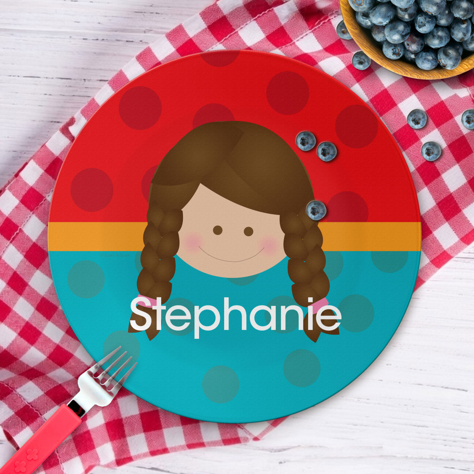 Just Like Me Girl Red Personalized Melamine Plates