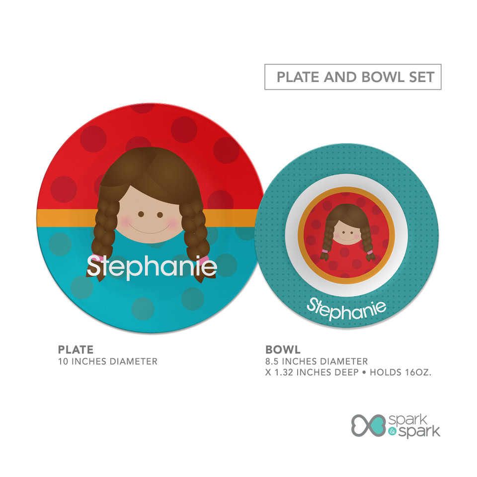 Just Like Me Girl Red Kids Plates