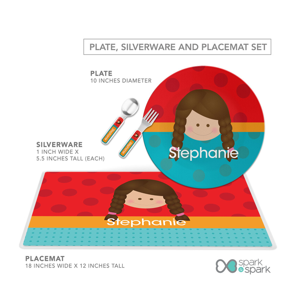 Just Like Me Girl Red Kids Plates