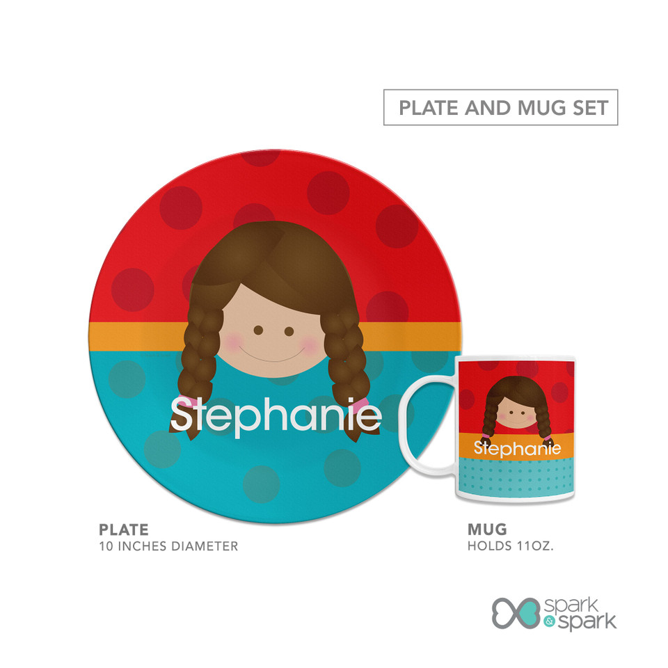 Just Like Me Girl Red Kids Plates