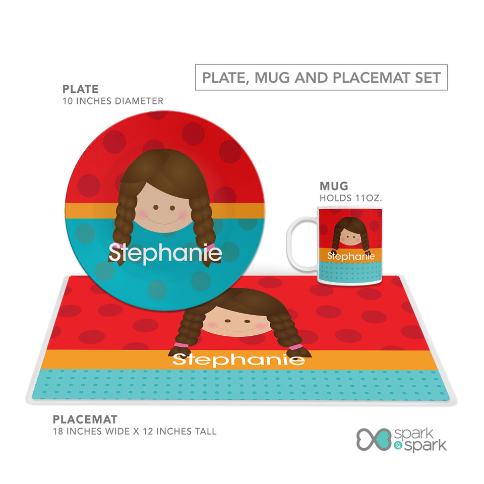Just Like Me Girl Red Kids Plates