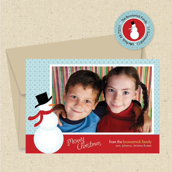 Shown with light kraft envelope and matching return address label