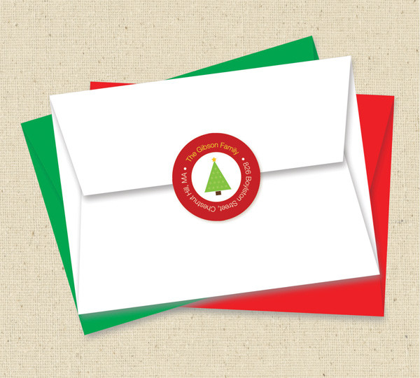 Three Xmas Trees Christmas Address Labels
