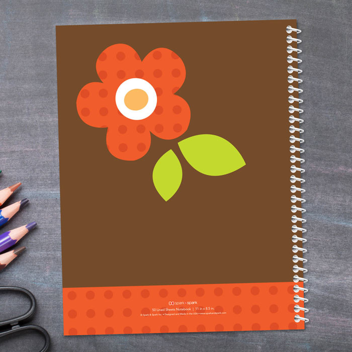 Preppy Flowers Orange Kids Notebook