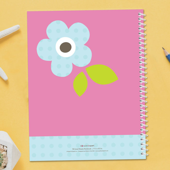 Preppy Flowers Blue Notebook