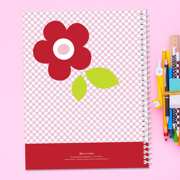 Preppy Flowers Red Kids Notebook