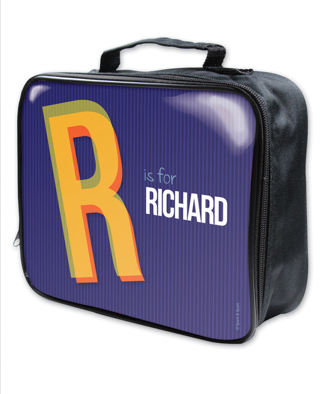 Double Initial Blue Soft Lunch Bag