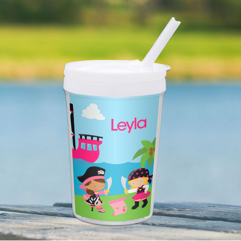 Yo ho Pirate Girl Personalized Kids Cups