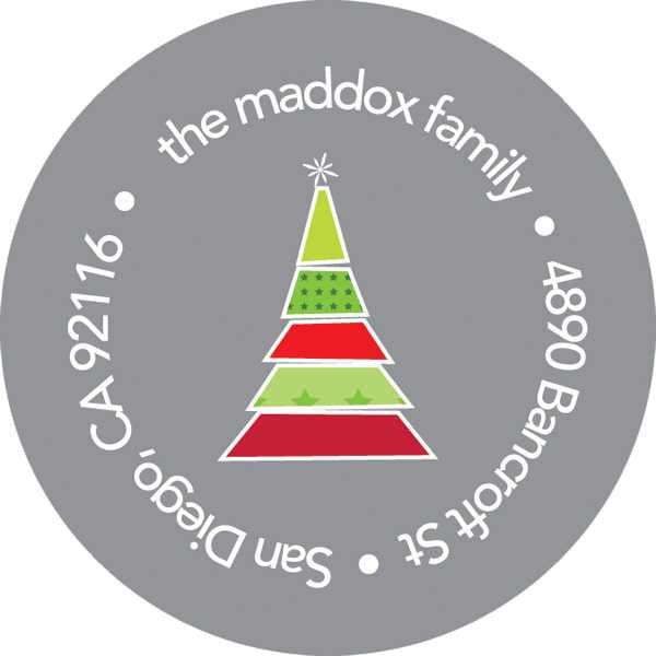 Xmas Trees With Stars Christmas Address Labels