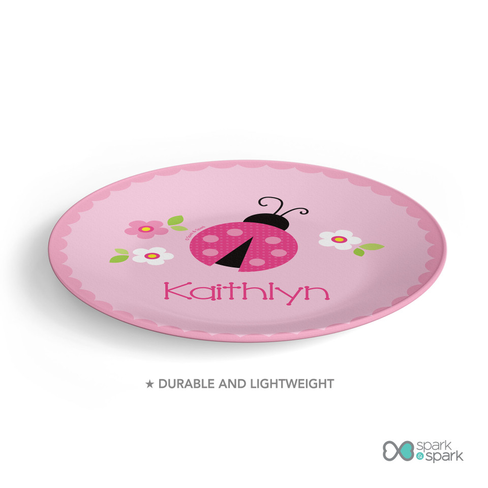 Sweet Pink Lady Bug Kids Plate