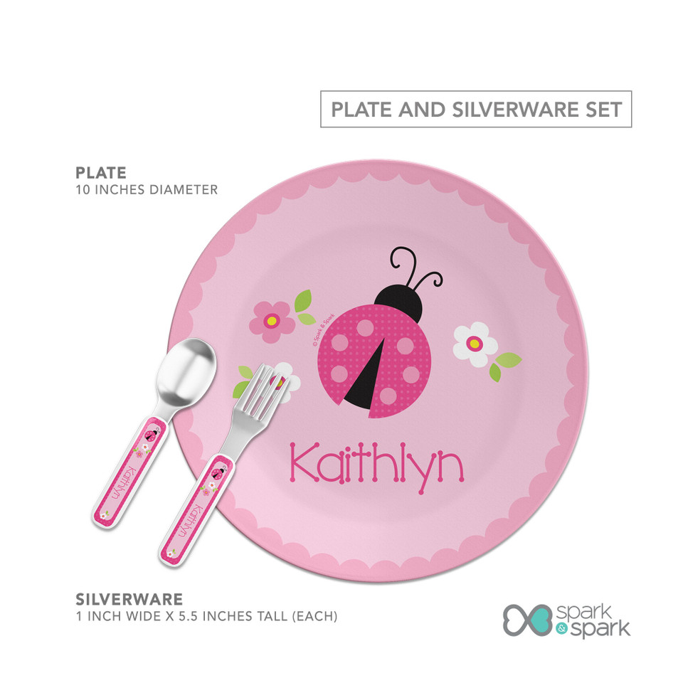 Sweet Pink Lady Bug Kids Plate