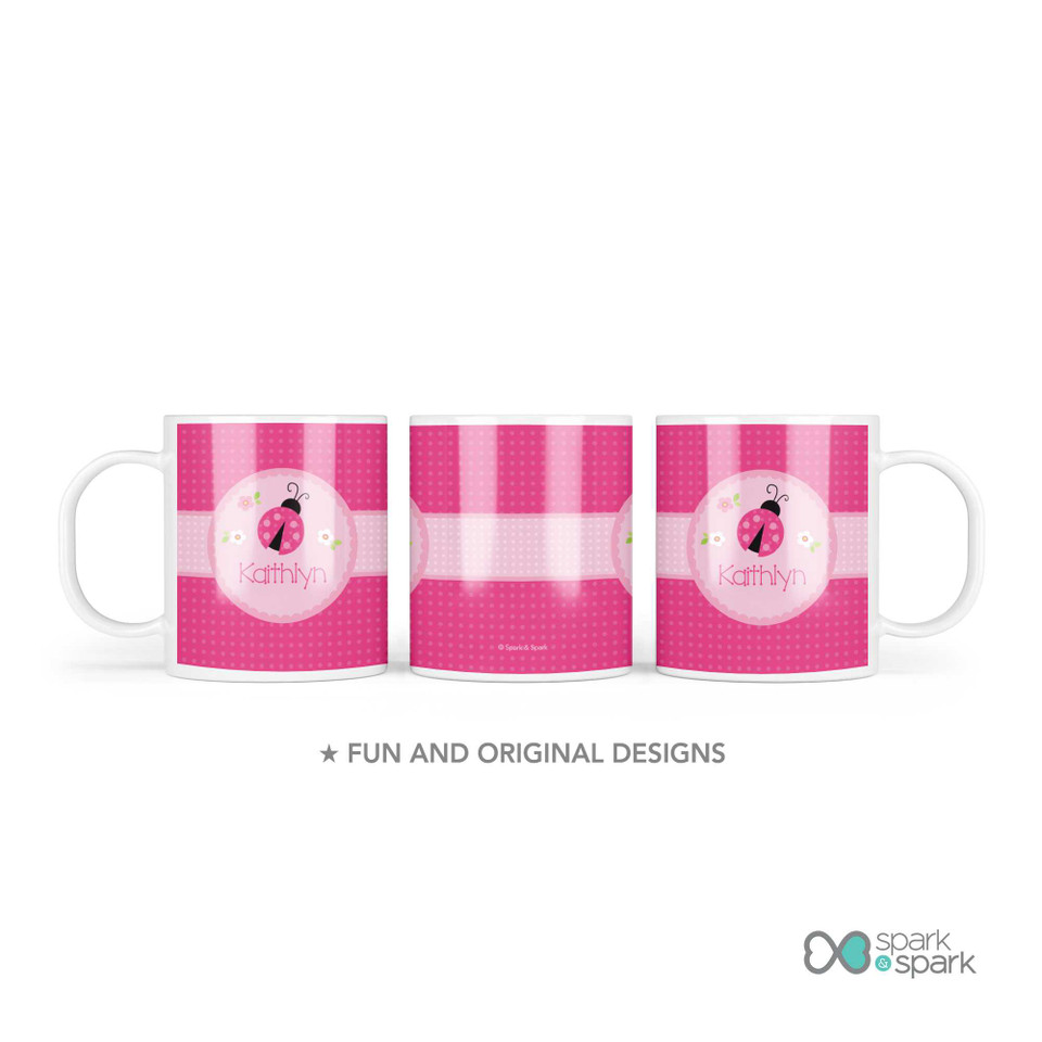 Sweet Pink Lady Bug Custom Plate for Girls