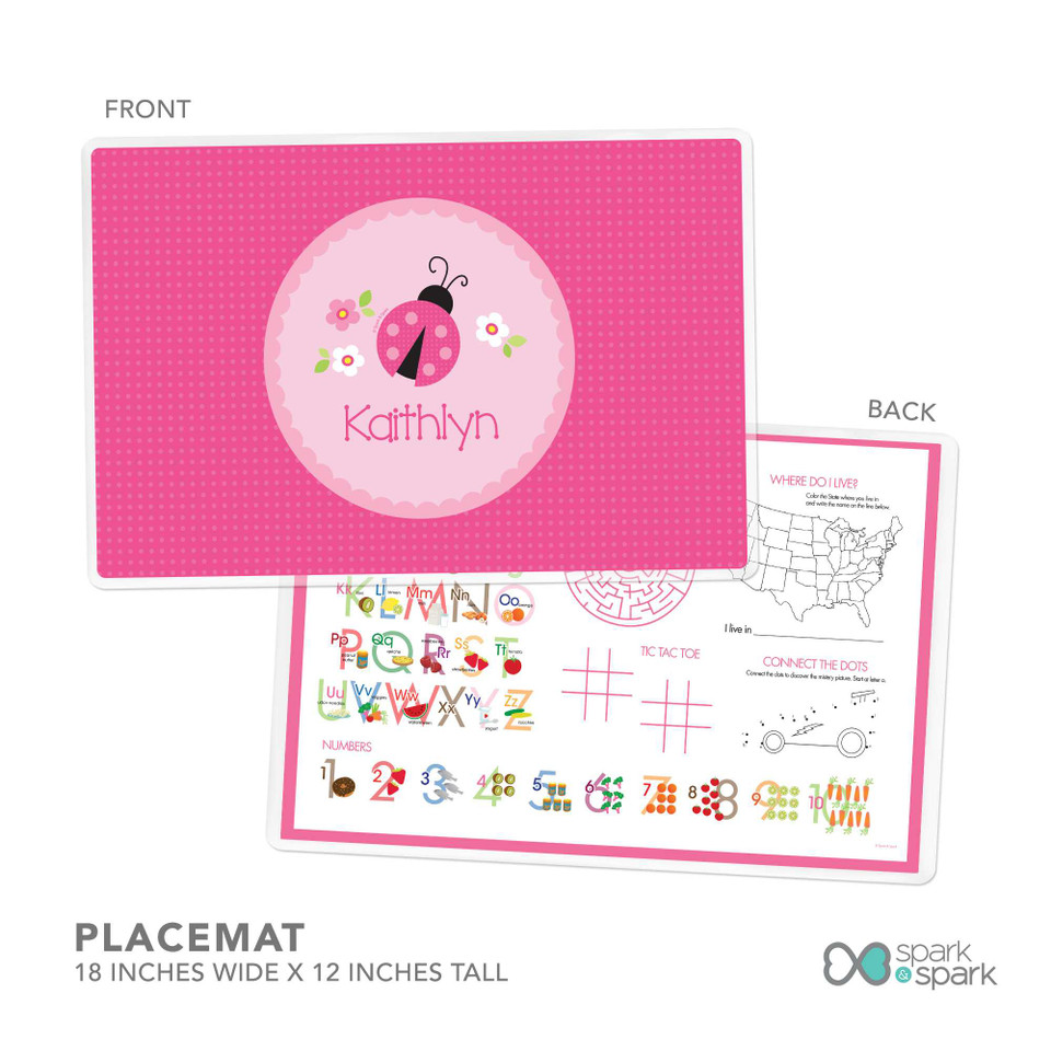 Sweet Pink Lady Bug Custom Plate for Girls