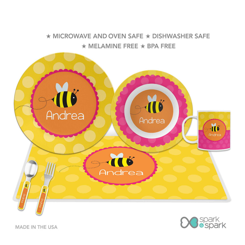 Fly Little Bee Custom Plate for Girls