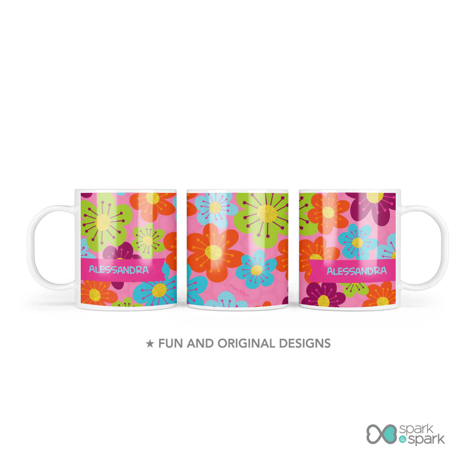 Shiny Bold Flowers Custom Plate for Girls