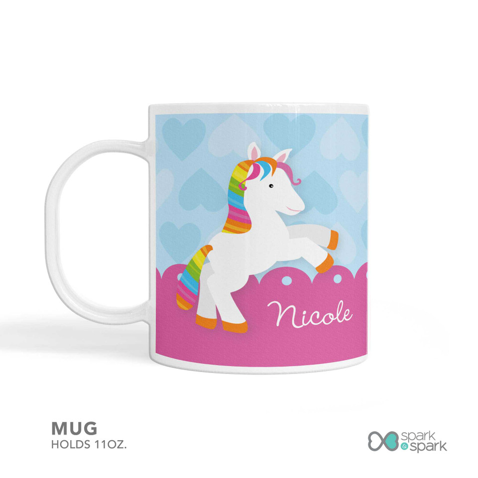 Cute Rainbow Pony Personalized Girls Plate