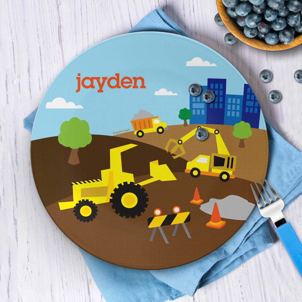 Construction Site Personalized Kids Plates