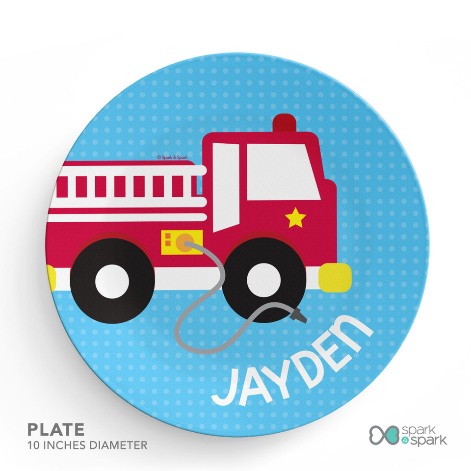 Cool Fire Truck Kids Plate